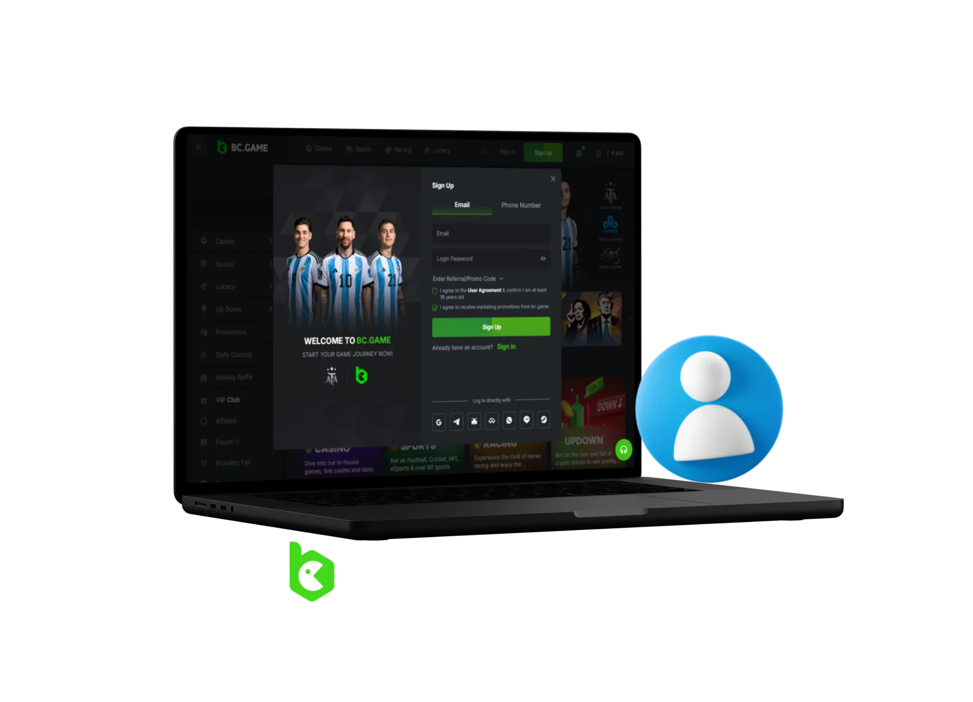 How to register and undergo verification on the BC Game casino website.