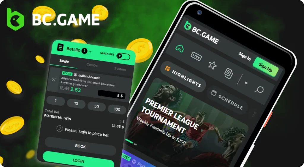 What are the betting options in the BC Game app.